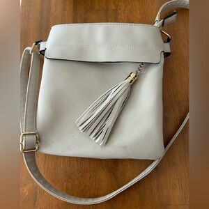 Purse/Cross Body- adjustable straps - beige, zipper pockets